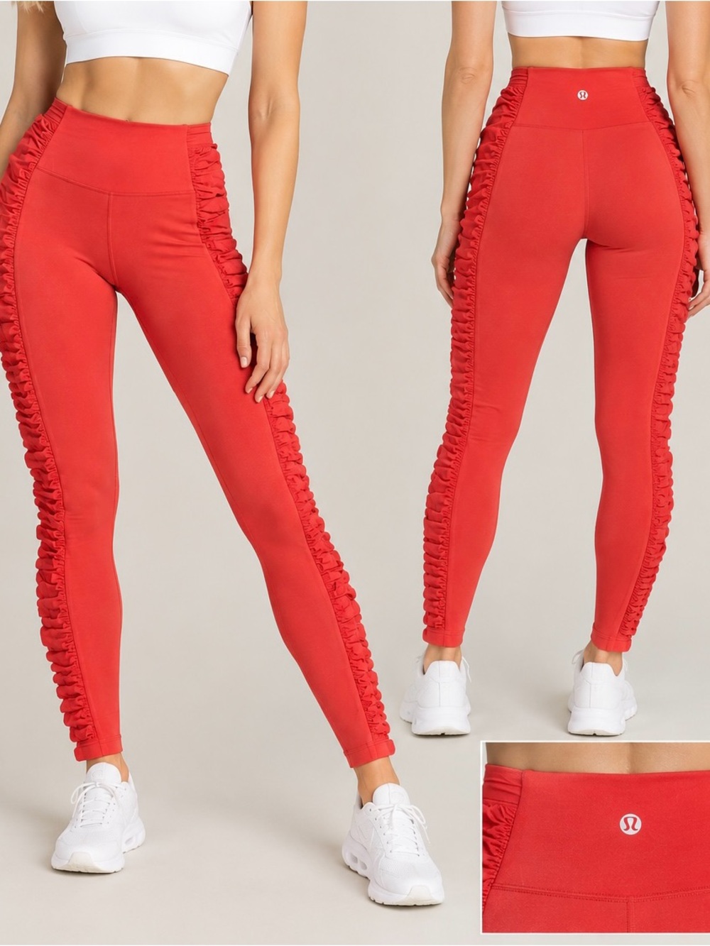 lululemon Red Ruffle-Side High-Rise Leggings - Women’s 6